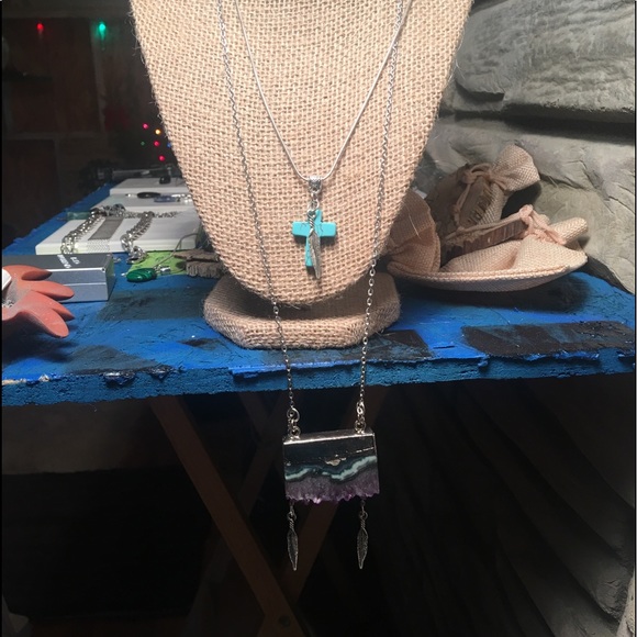 Sterling silver and turquoise necklace - Picture 3 of 3